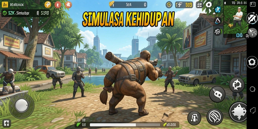Tampilan gameplay 5ZK dengan aktivitas simulasi kehidupan yang seru.