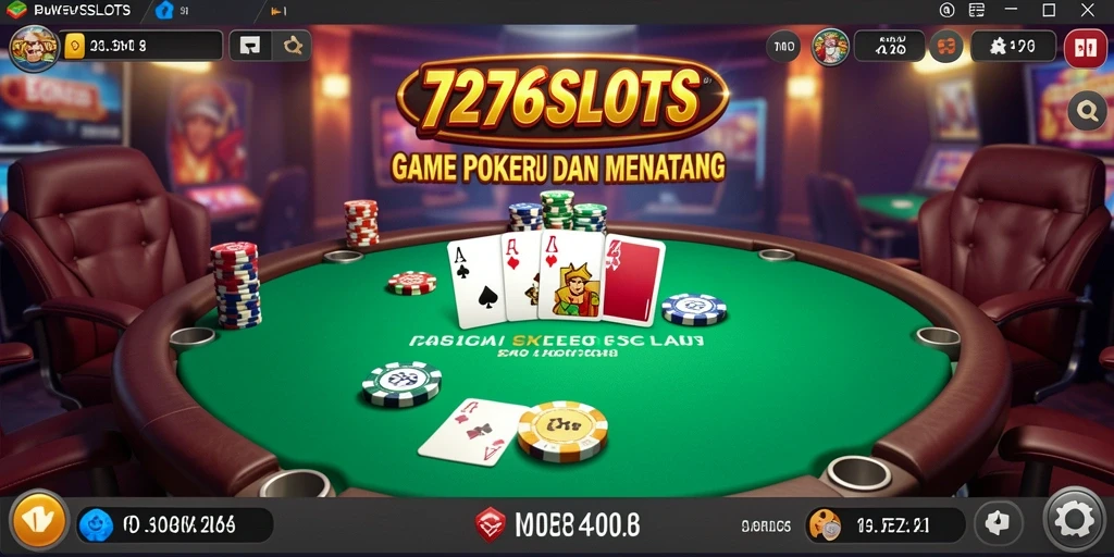 Screenshot gameplay 7276SLOTS menampilkan meja poker yang menarik.