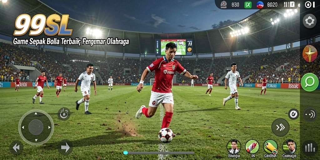 Tangkapan layar gameplay 99SL yang menampilkan aksi sepak bola nyata.