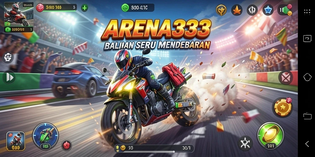Gameplay ARENA333 yang mendebarkan dengan balapan seru.
