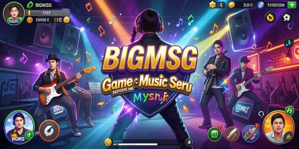 Tampilan gameplay BIGMSG menampilkan tantangan musik yang seru.