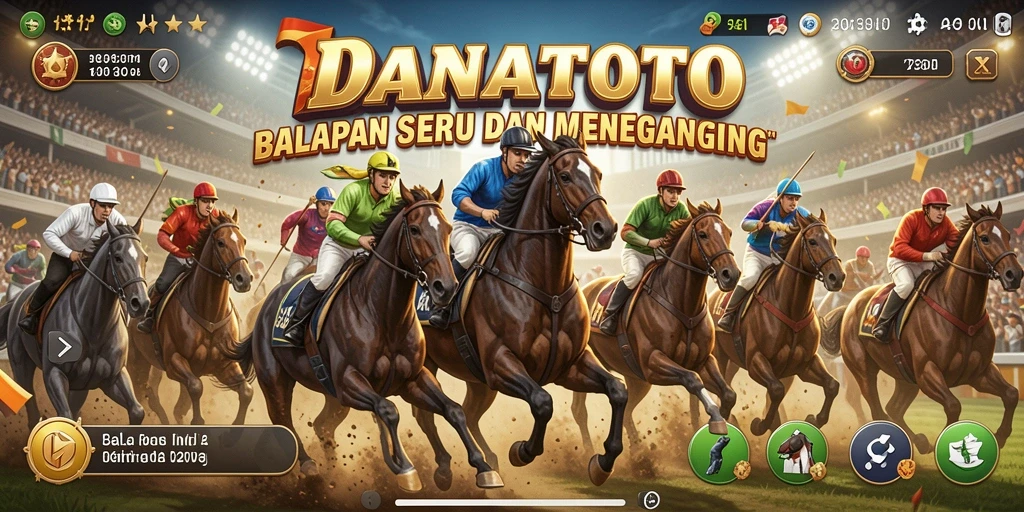 Screenshot utama DANATOTO menampilkan momen seru di trek balapan.