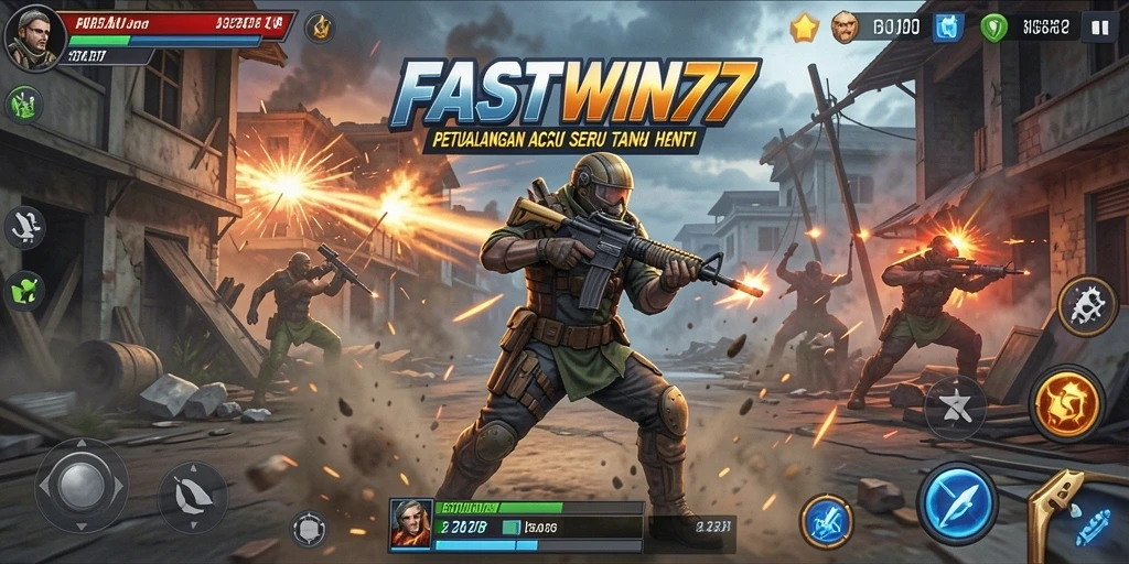 Tangkapan layar menunjukkan pertempuran seru dalam FASTWIN77