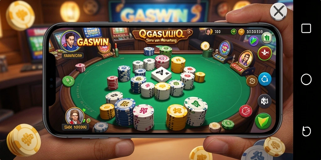 Screenshot utama GASWIN menampilkan gameplay QiuQiu yang seru dan menantang.
