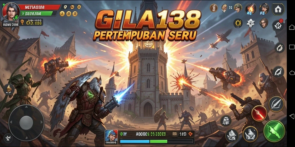 Screenshot GILA138 menunjukkan aksi menara melawan gelombang musuh.