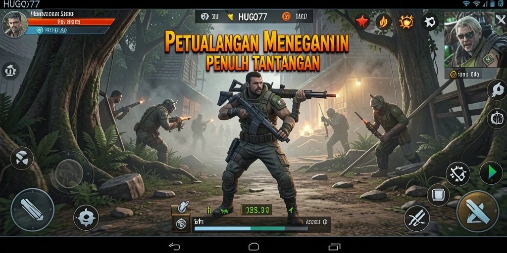 Screenshot HUGO77 menampilkan petualangan seru dalam suasana hutan yang misterius.