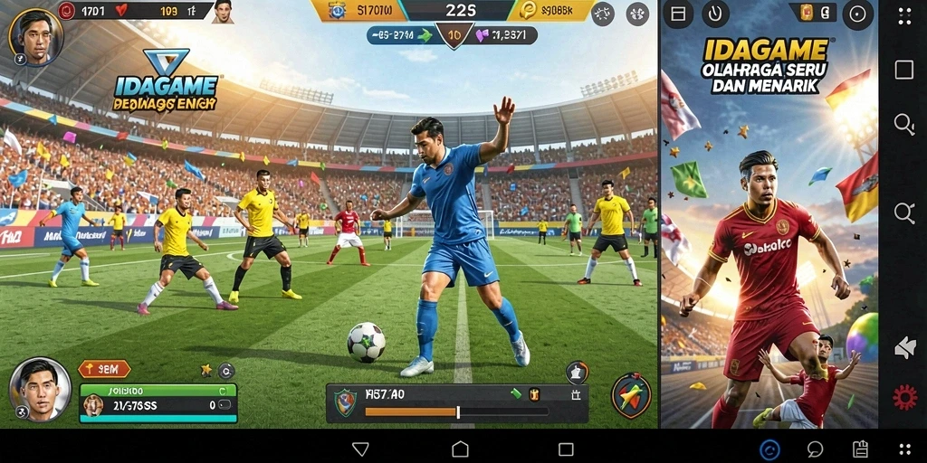 Screenshot IDAGAME menampilkan serunya gameplay olahraga yang mendebarkan.
