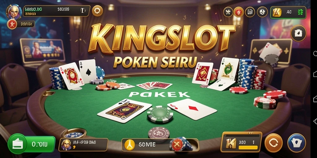 Screenshot gameplay KINGSLOT menampilkan suasana permainan poker yang intens.