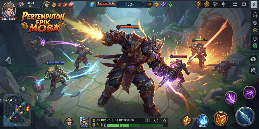 Menampilkan aksi seru gameplay MOBA di KKRP.
