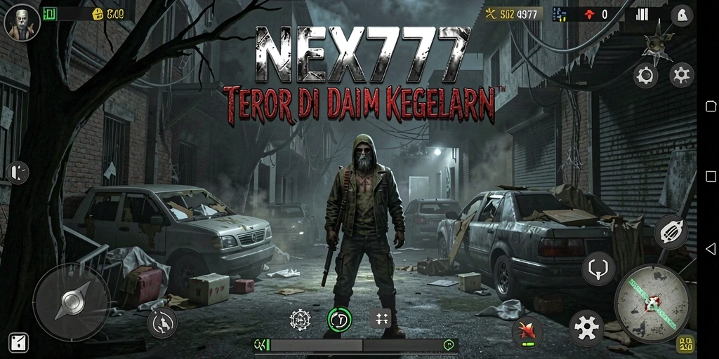 Screenshot gameplay NEX777 yang menunjukkan suasana horor yang mencekam.