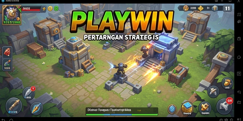 Tampilan gameplay eksplosif dalam battle Tower Defense di PLAYWIN.