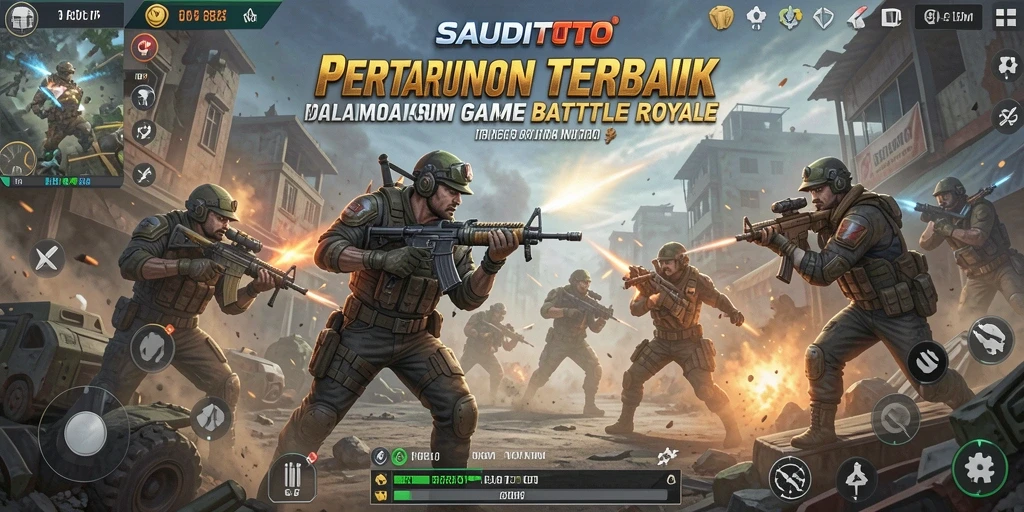Tangkapan layar SAUDITOTO menampilkan aksi mendebarkan dalam pertarungan Battle Royale.